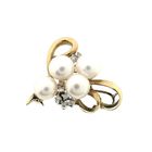 Image 1 of 8 carat abstract brooch with pearl and diamond 0.08 ct.