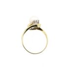 Afbeelding 5 van Gouden ring met parel en diamanten; 0,07 ct.