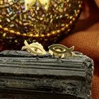 Image 2 of Golden stud earrings of an Ichthus fish