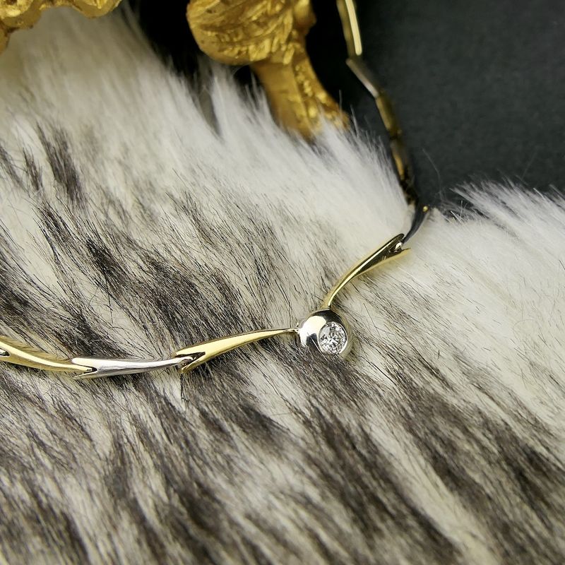 Image 2 of Two-tone gold necklace with diamond; 0.16 ct.