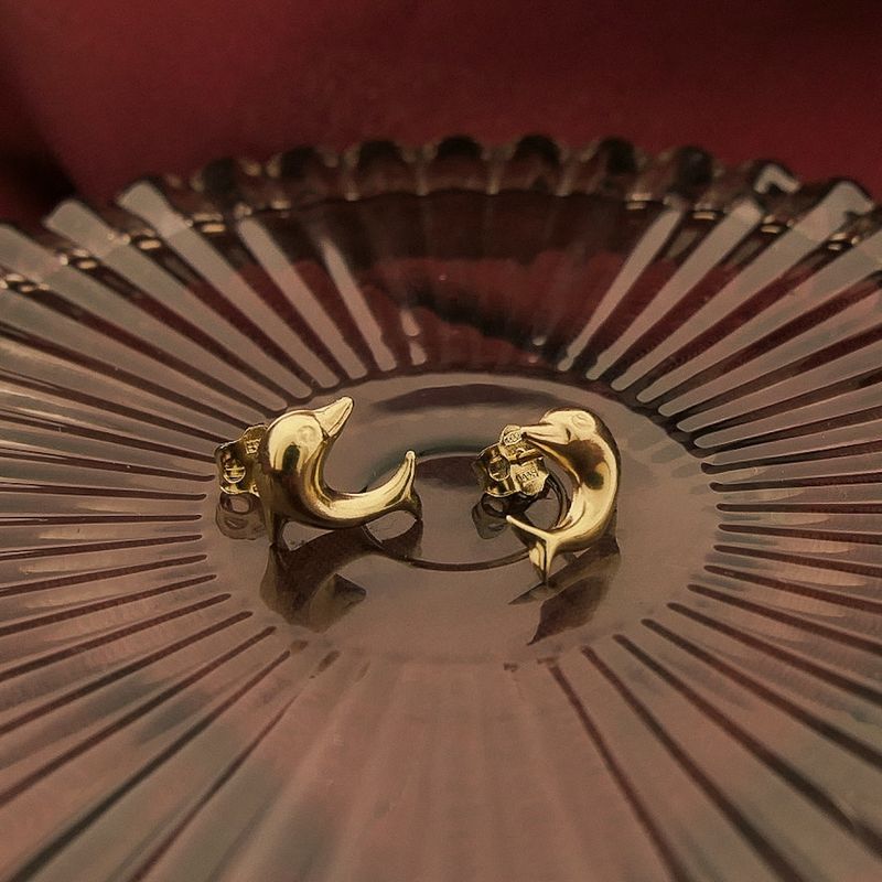 Image 4 of Golden dolphin stud earrings