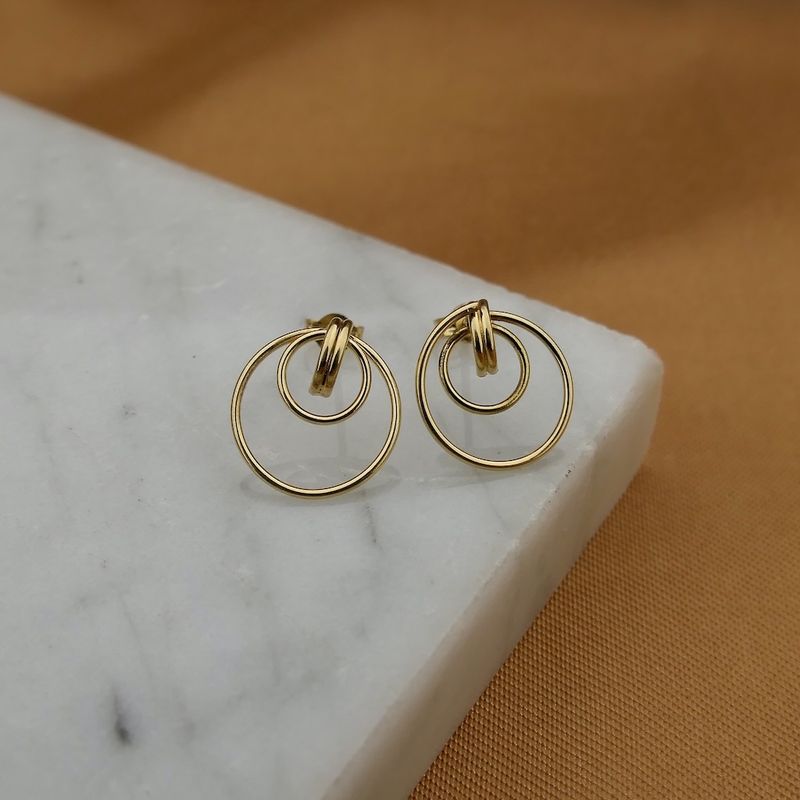 Image 2 of Gold stud earrings | Circles