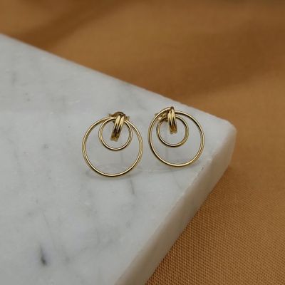 Gold stud earrings | Circles Image 2 of Gold stud earrings | Circles