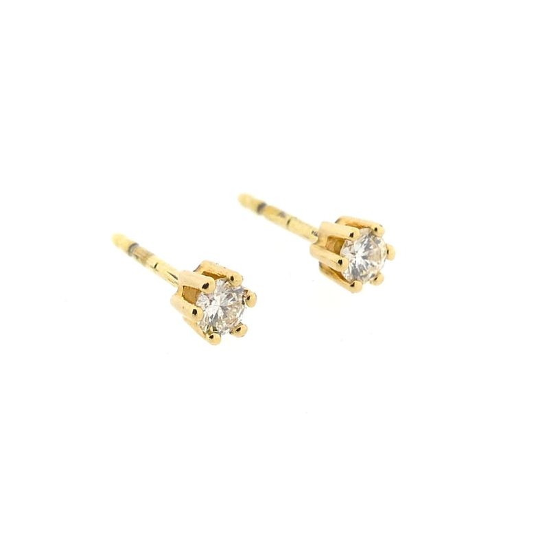 Image 7 of Golden Solitaire Stud Earrings with Diamond; 0.22 ct.