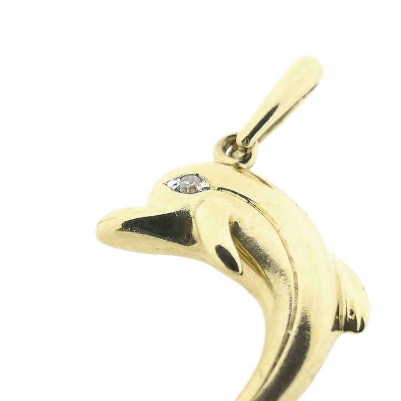 Image 7 of Golden dolphin pendant with diamond | 0.005 ct.