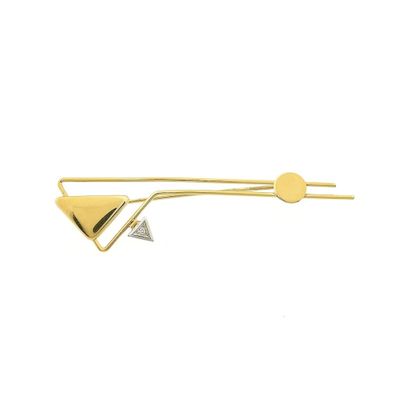 Image 1 of Two-tone gold abstract brooch with diamond; 0.01 ct.