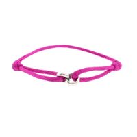 Forever Knots® Handcrafted Magenta Satin Bracelet with Silver Link