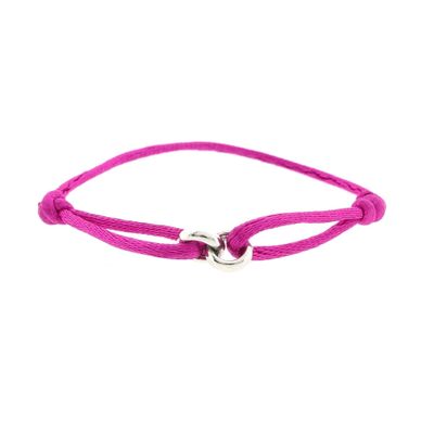 Image 1 of Forever Knots® Handcrafted Magenta Satin Bracelet with Silver Link