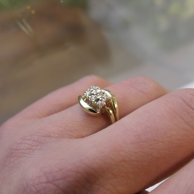 Image 8 of Golden fantasy ring with diamonds 0.18 ct.