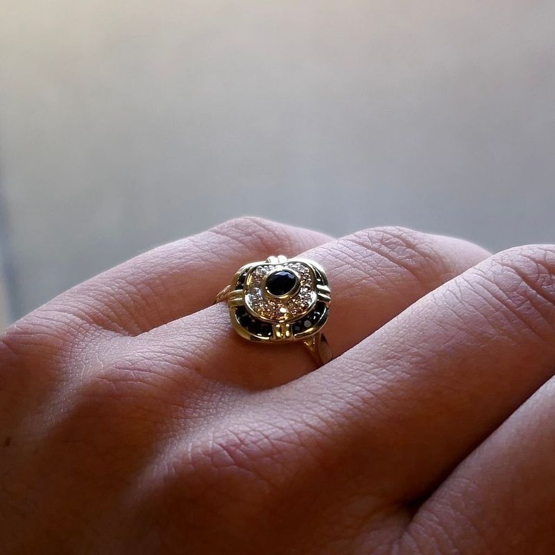 Image 7 of Gold Ring with Sapphire & Diamond; 0.02 ct; 14K; Size 17.5