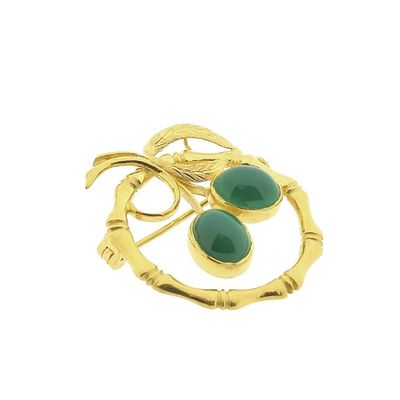 Image 2 of 22 carat gold brooch with chrysoprase