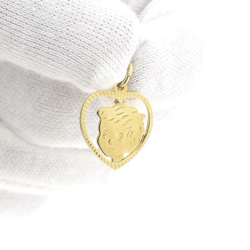Image 11 of Gold pendant of a heart with a boy's head