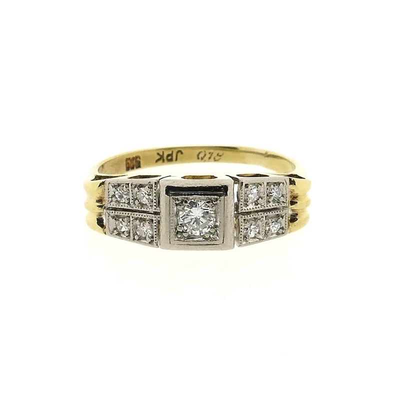 Image 3 of Gold Art Deco ring with diamond | 0.18 ct.