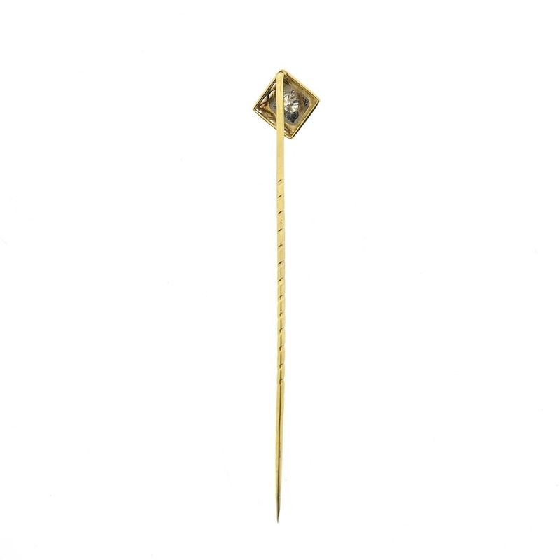 Image 7 of Two-tone lapel pin, tie pin with diamond | 0.16 ct.