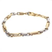 Two-tone solid gold link bracelet | 19 cm
