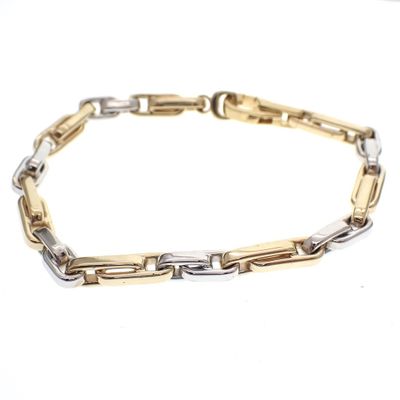 Two-tone solid gold link bracelet | 19 cm Image 1 of Two-tone solid gold link bracelet | 19 cm