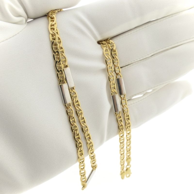 Image 9 of Two-tone gold navy link necklace 56.5 cm | Mioro