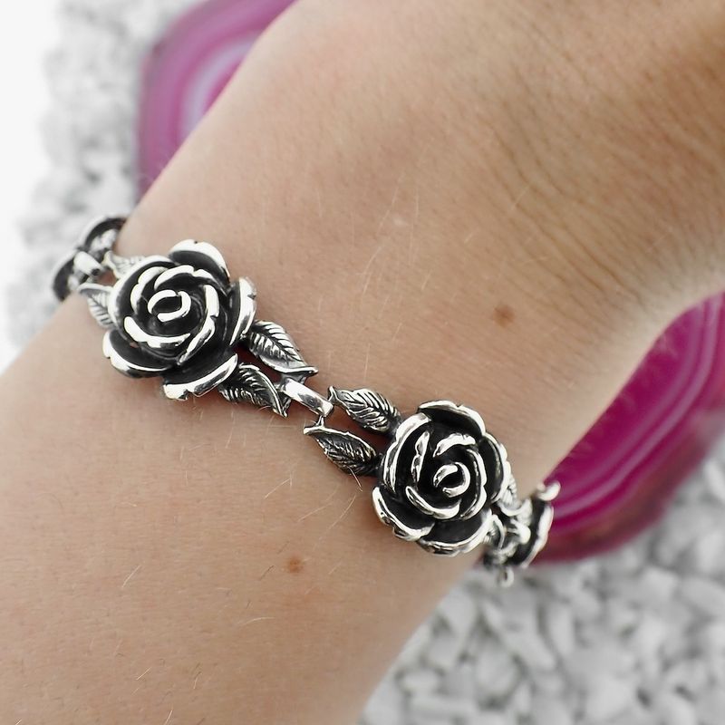 Image 4 of Vintage silver rose bracelet | 19 cm
