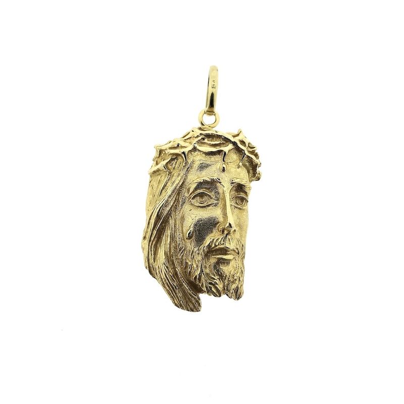 Image 1 of Gold pendant of Jesus with a crown of thorns