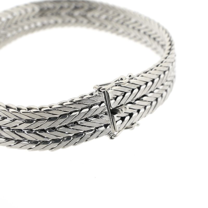 Image 5 of White gold herringbone link bracelet