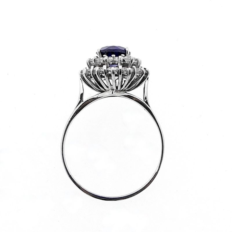 Image 6 of 18 carat white gold cocktail ring with zirconia and sapphire