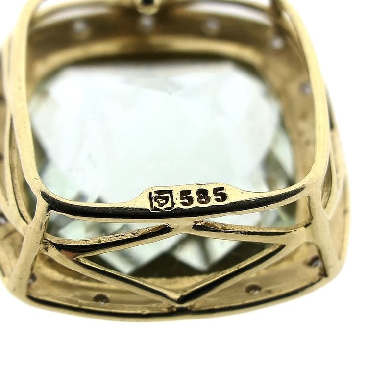 Image 6 of Vintage gold pendant with prasiolite and diamonds; 0.08 ct.