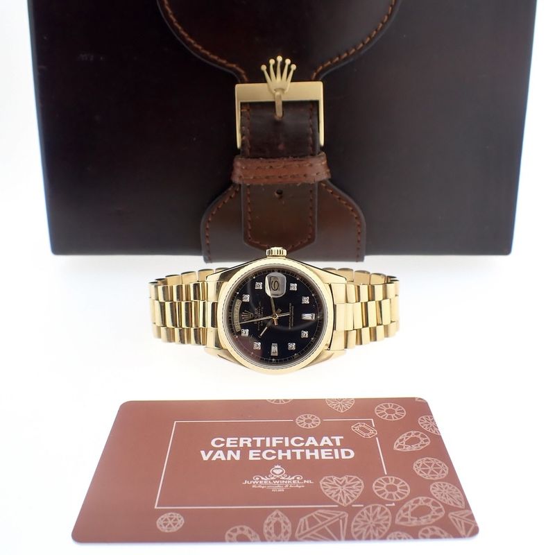 Image 19 of Rolex Day-Date 18038; 18k men's watch on President strap