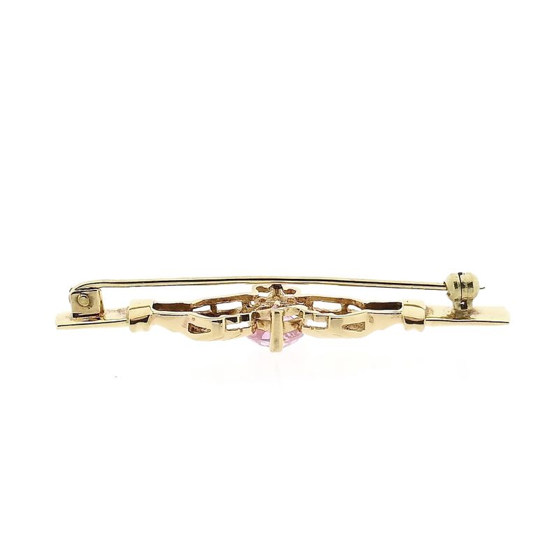 Afbeelding 4 van Gouden Claddagh broche met roze zirconia
