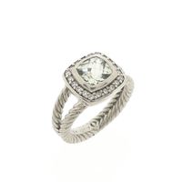 Silver ring set with prasiolite and diamond | 0.10 ct. | David Yurman