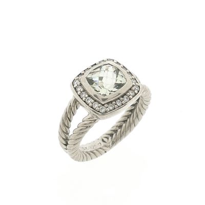 Image 1 of Silver ring set with prasiolite and diamond | 0.10 ct. | David Yurman
