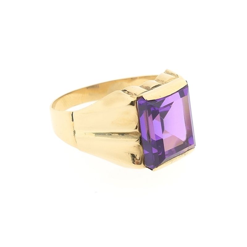 Image 5 of Gold signet ring with purple spinel
