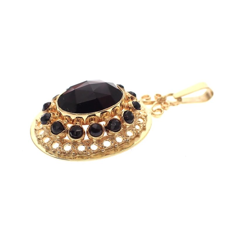 Image 3 of Vintage gold entourage pendant; Garnet stone