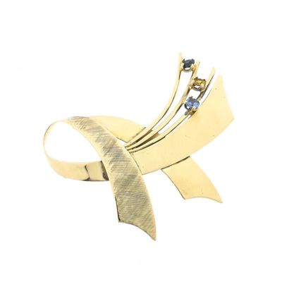 Image 1 of Gold abstract brooch mix of sapphires