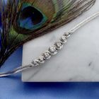 Image 3 of White gold herringbone link bracelet with diamonds; 0.42 ct.