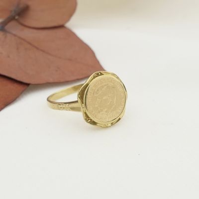 Image 2 of Gold ring with coin | John F. Kennedy