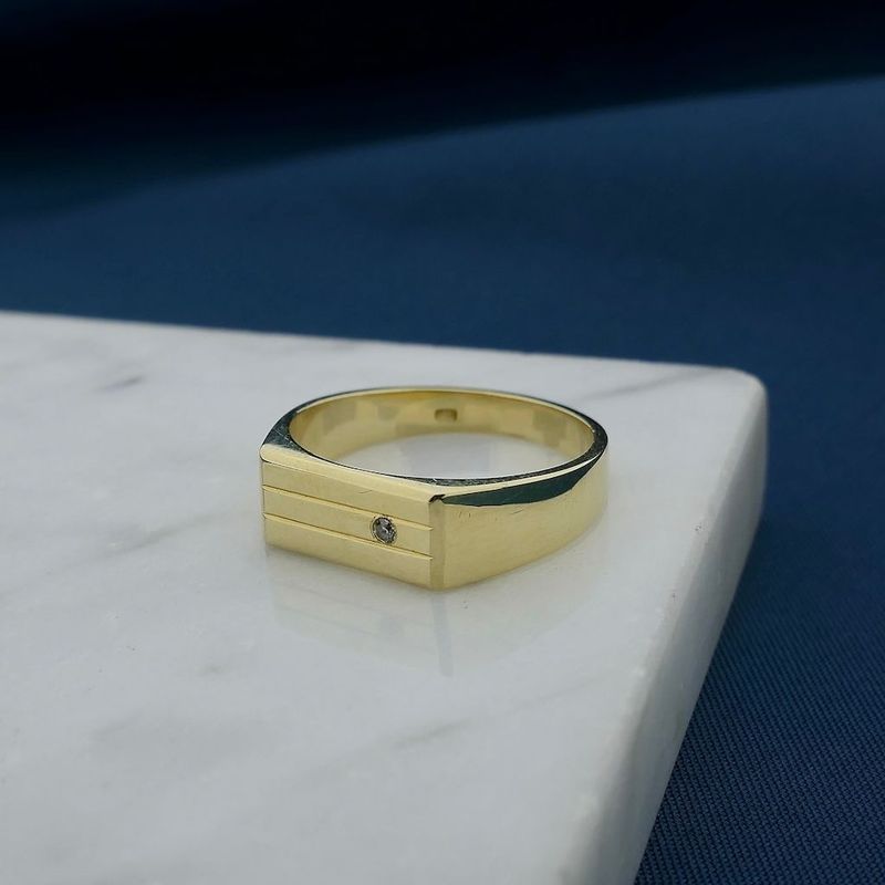 Image 2 of Gold signet ring with zirconia