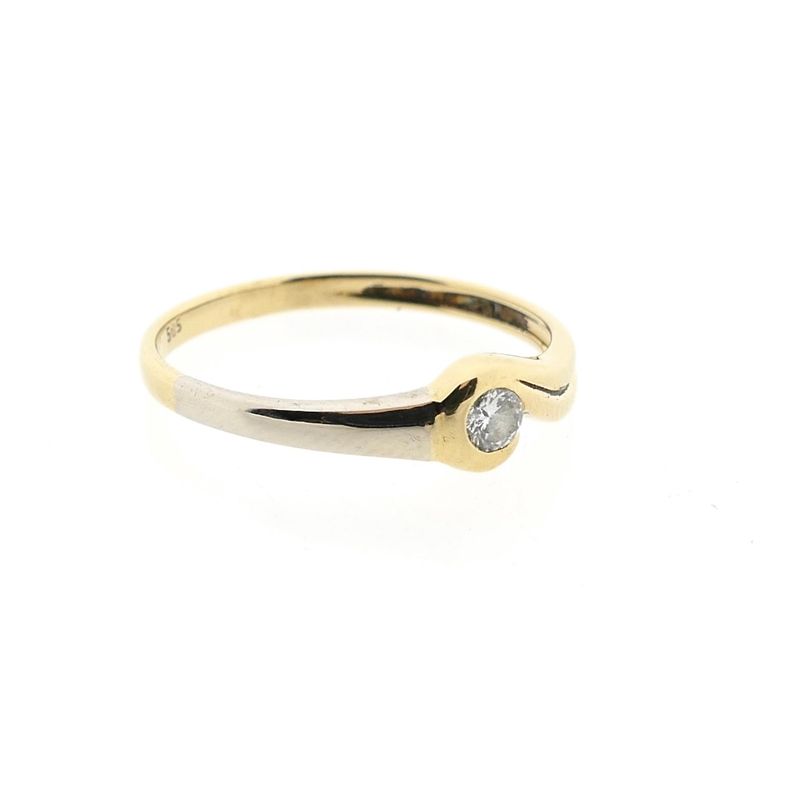 Afbeelding 4 van Bicolor gouden ring met diamant; 0,10 ct.