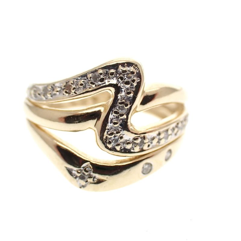 Image 5 of Golden fantasy ring with diamond 0.07 ct.