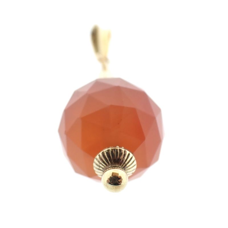 Image 6 of Vintage gold ball pendant with carnelian