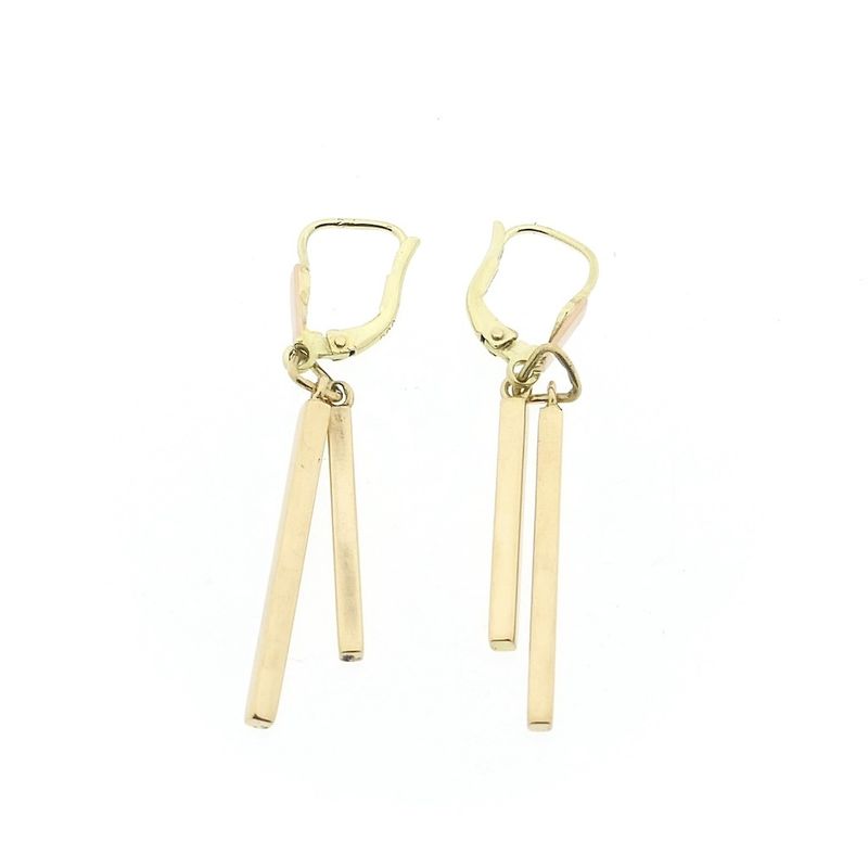 Image 6 of Two-tone gold long bar earrings