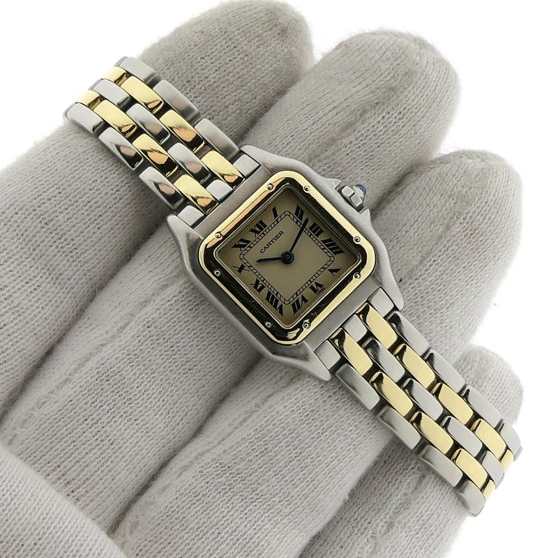 Image 5 of Cartier Panthère '2 Row'; 18k gold/steel women's watch