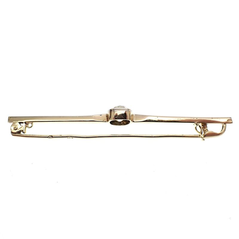 Image 5 of Vintage white gold long narrow brooch with moissanite