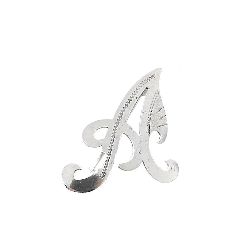 Image 1 of Silver letter brooch; letter A