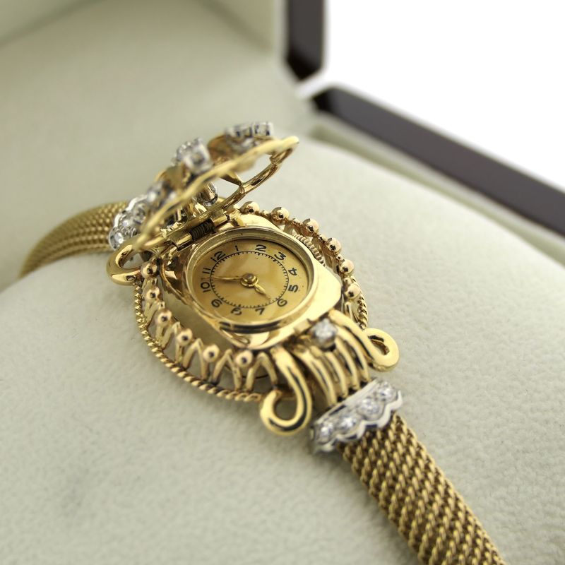 Image 18 of Swiss Geneva Bracelet/Cocktail Watch; 18k gold women's watch with diamonds
