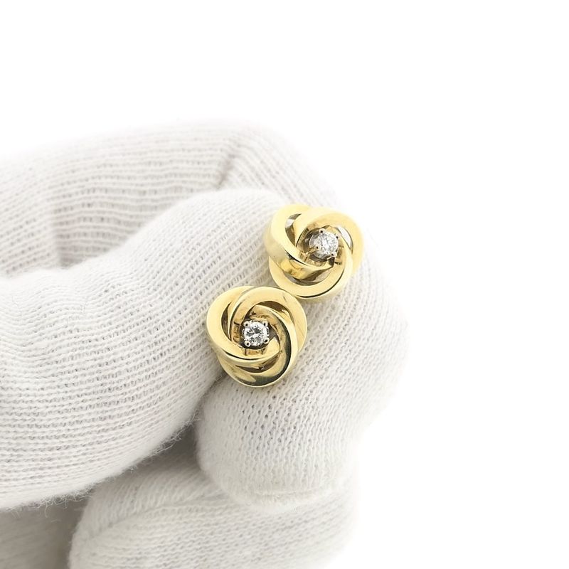 Image 8 of Vintage gold stud earrings with diamond | 0.07 ct.