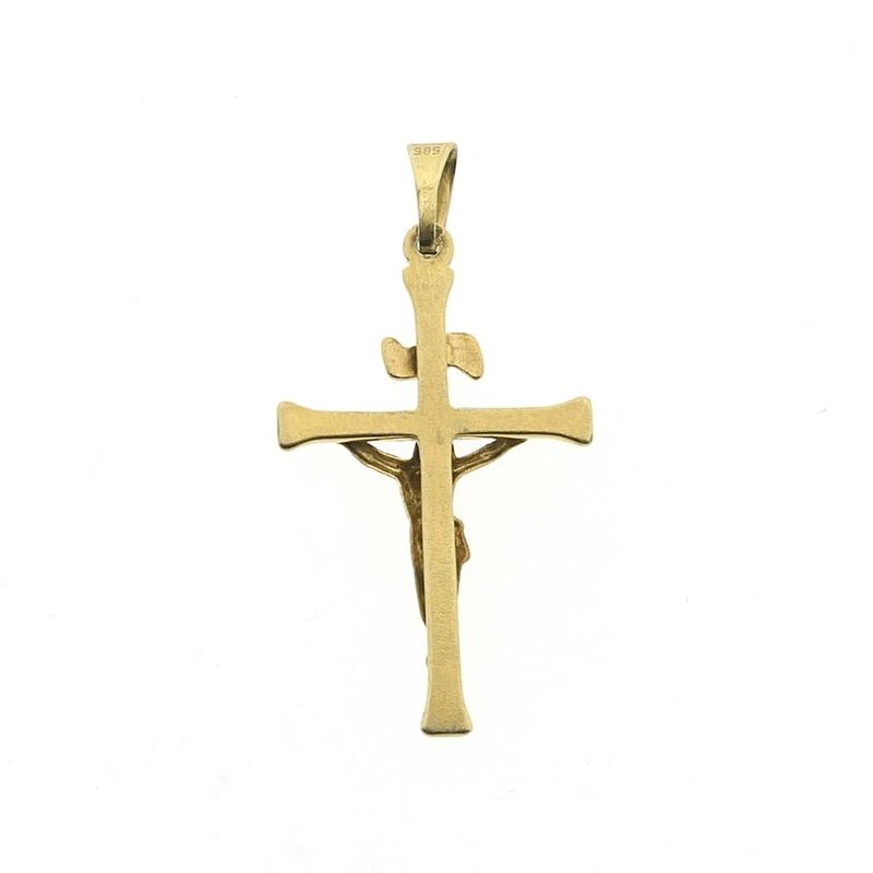 Image 4 of Gold pendant of cross with corpus | INRI