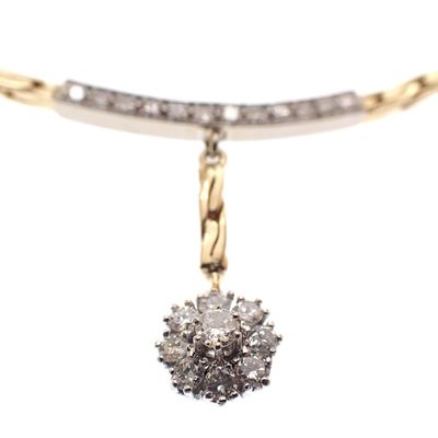 Image 2 of Gold necklace with a fixed pendant featuring 1.25 ct. diamonds | 40 cm