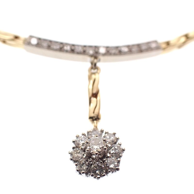 Image 2 of Gold necklace with a fixed pendant featuring 1.25 ct. diamonds | 40 cm