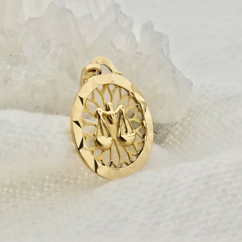Image 2 of Gold zodiac sign pendant; Libra