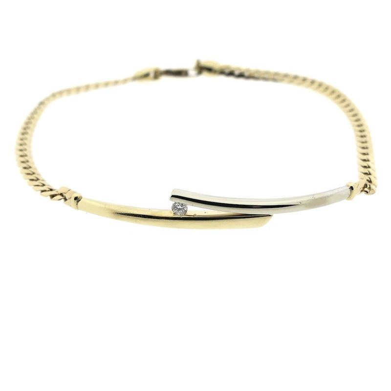 Image 3 of Gold gourmet link bracelet with diamond